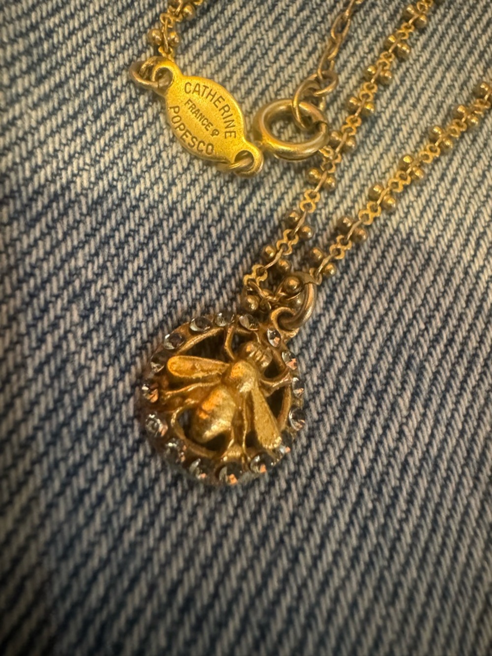 Catherine Popesco Gold Bee Medallion Necklace